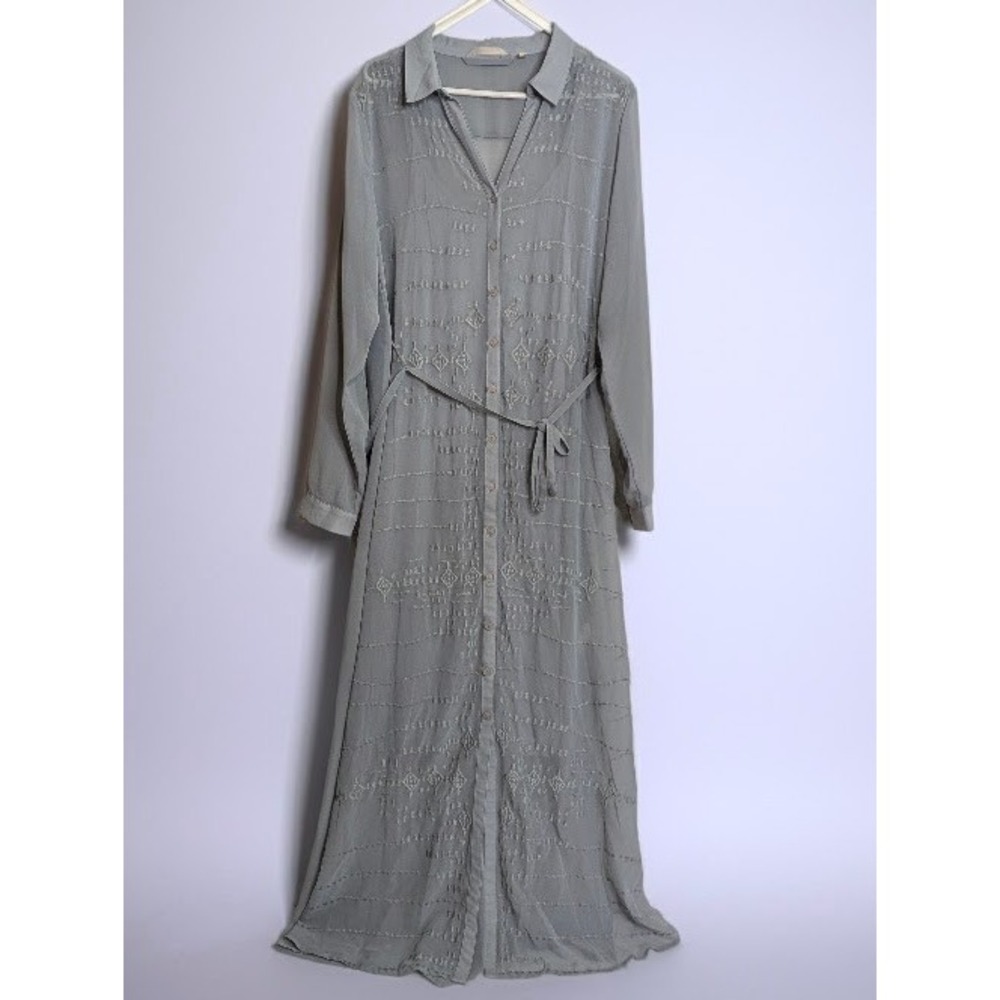 Soft Surroundings Ibiza Maxi Dress LT Georgette Sheer Embroidery Boho Long